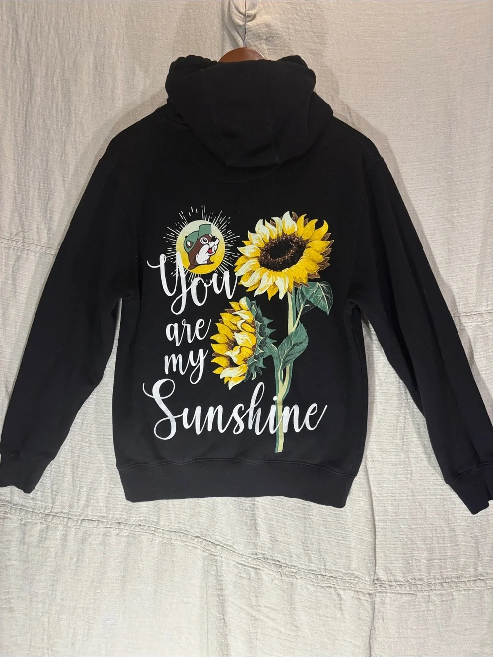 Buc-ee’s You Are My Sunshine Black Sunflower Graphic Hoodie Size S Like New